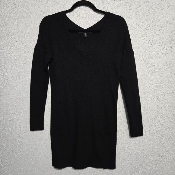 WHBM Womens Black V-Neck Dolman Sleeve Tunic Sweater Size XS Essential Basic - Picture 1 of 5